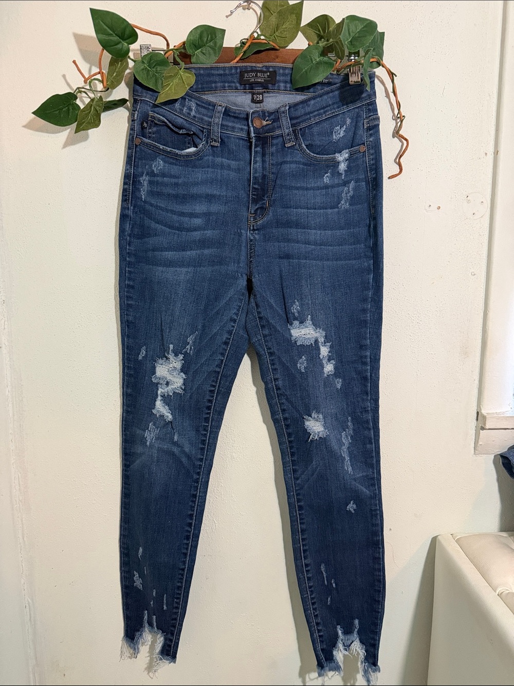 Judy Blue Dark Wash Distressed High-Rise Skinny Jeans